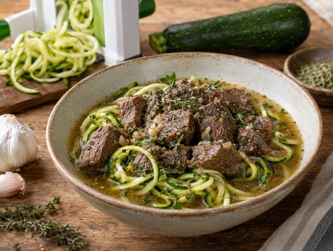 Garlic Herb Beef and Zucchini Noodles